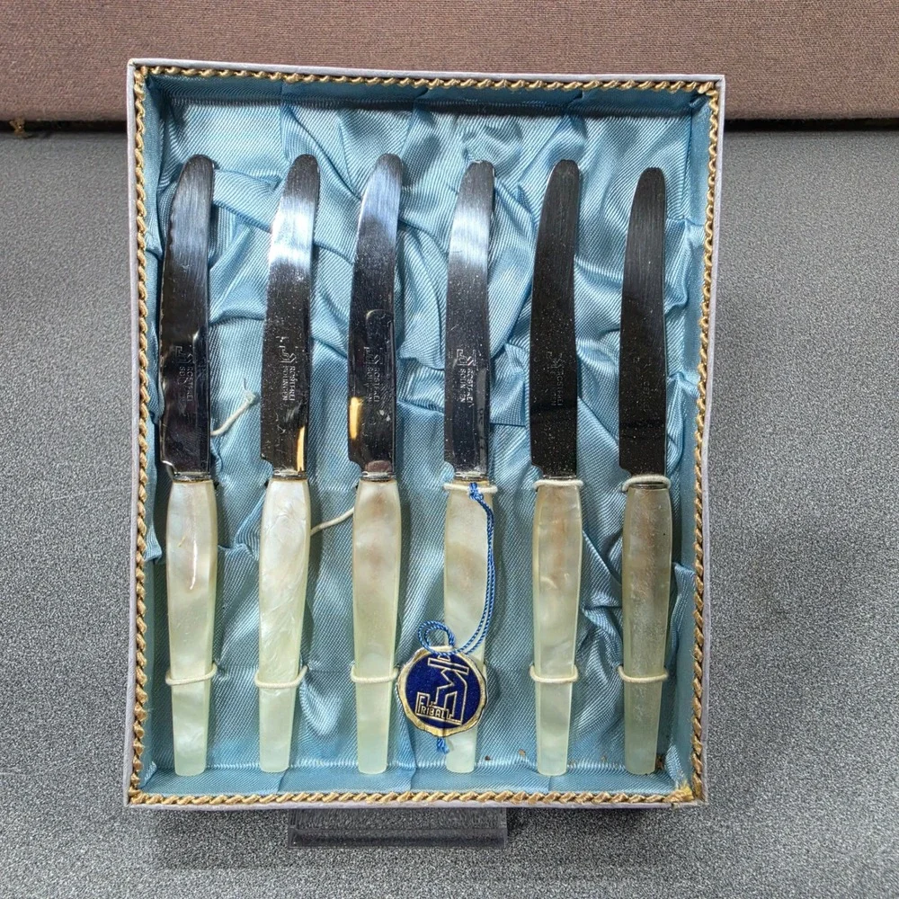 Riball Mother‎ of Pearl Rostfrei Solingen Vintage Fruit Knives Set of 6